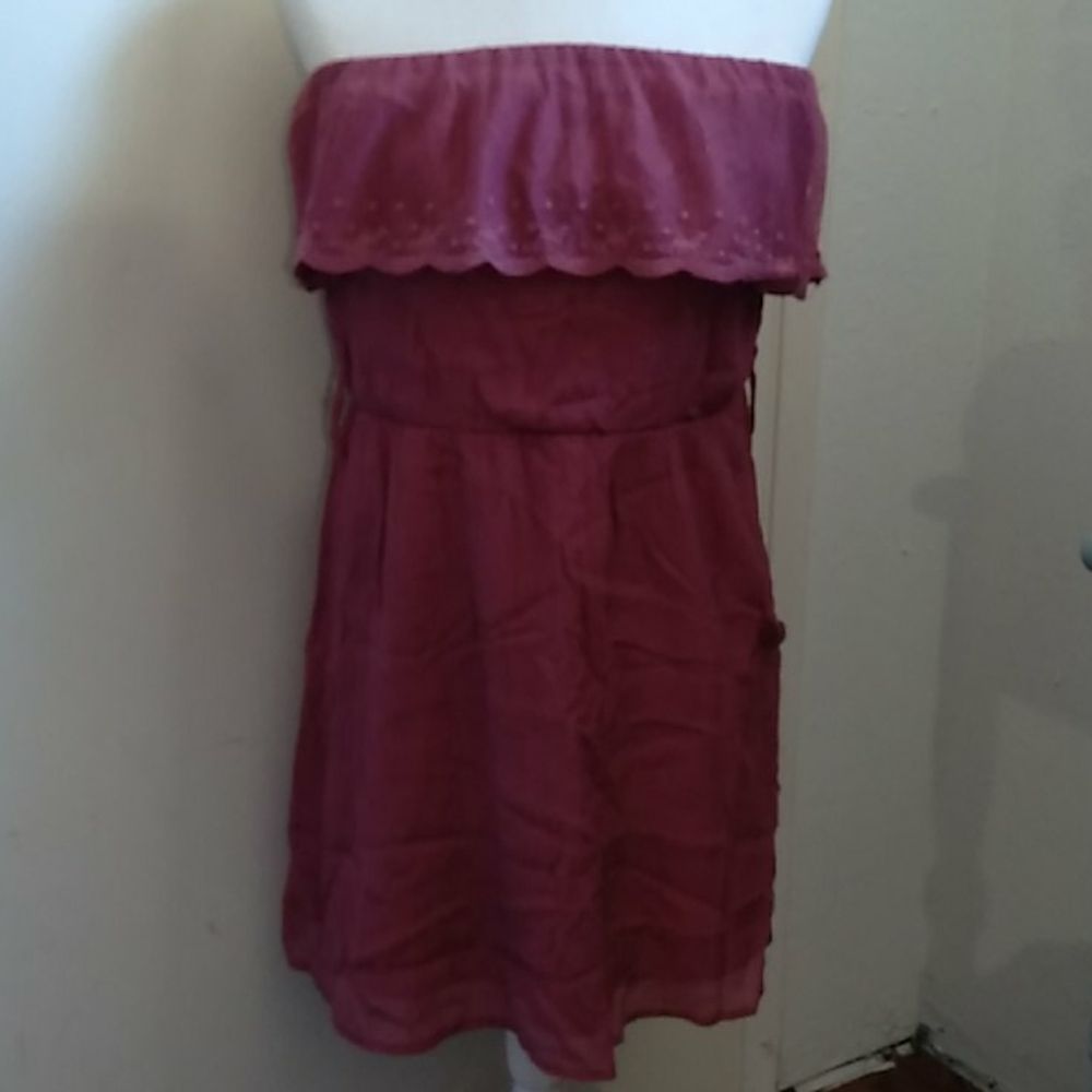 Rosette pink/purple strapless dress sz M